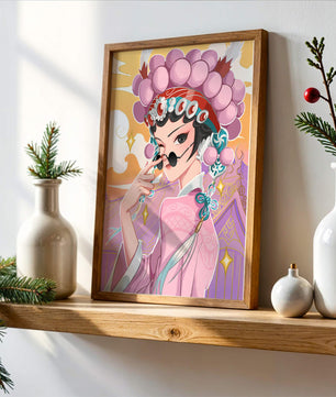 Personaje de anime elegante con atuendo tradicional y detalles dorados