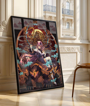 Fantasy character with mythical beast in vibrant illustration