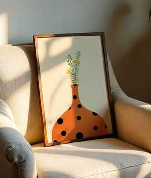 Colorful Polka Dot Vase with Yellow Flowers and Green Leaves - Mi tienda