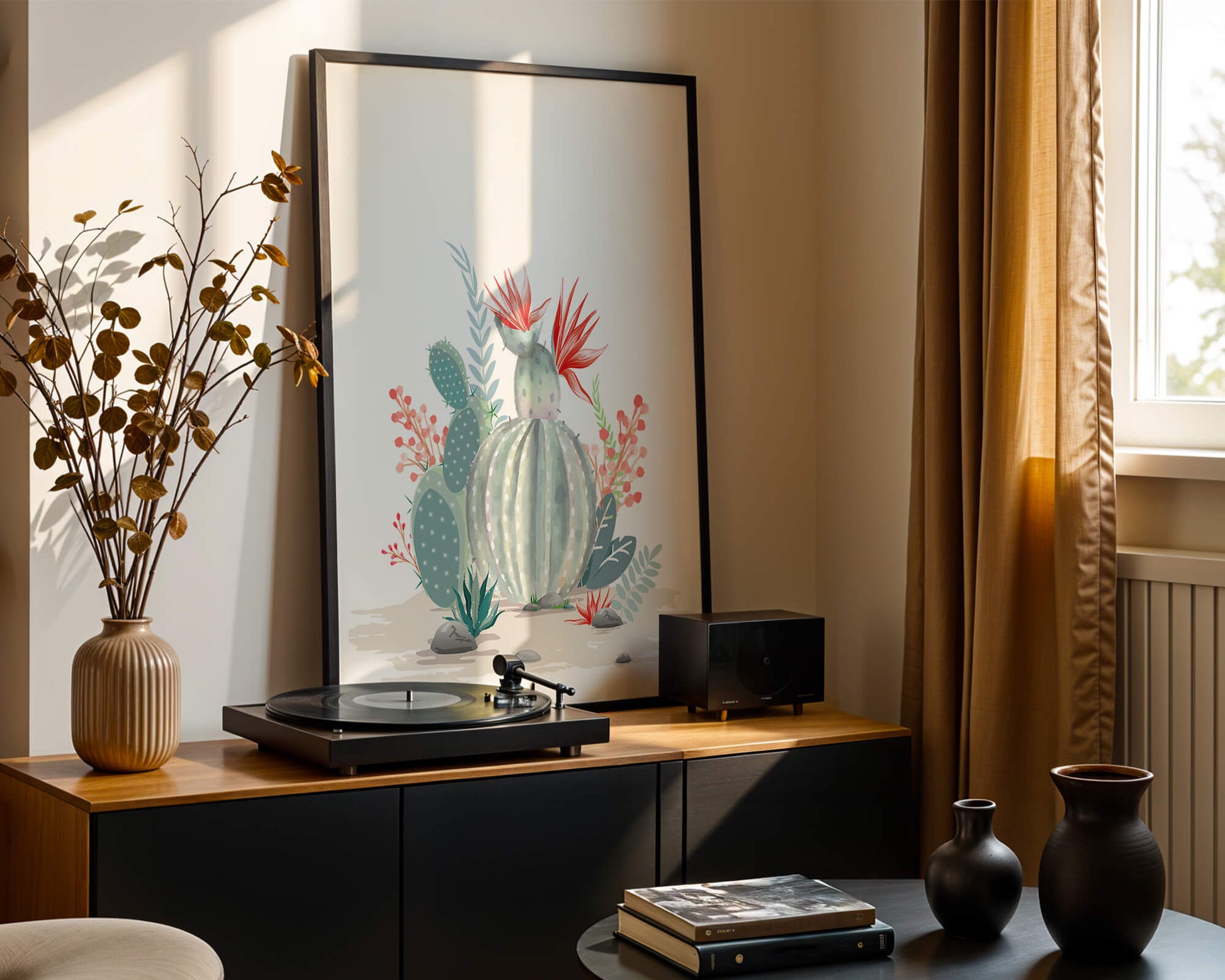 Colorful Cactus Arrangement With Red Blooms And Desert Plants - Mi tienda