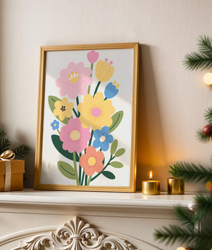 Ramo ilustrado de flores coloridas