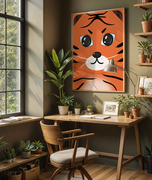 Illustration d’un visage de tigre adorable avec des traits marqués