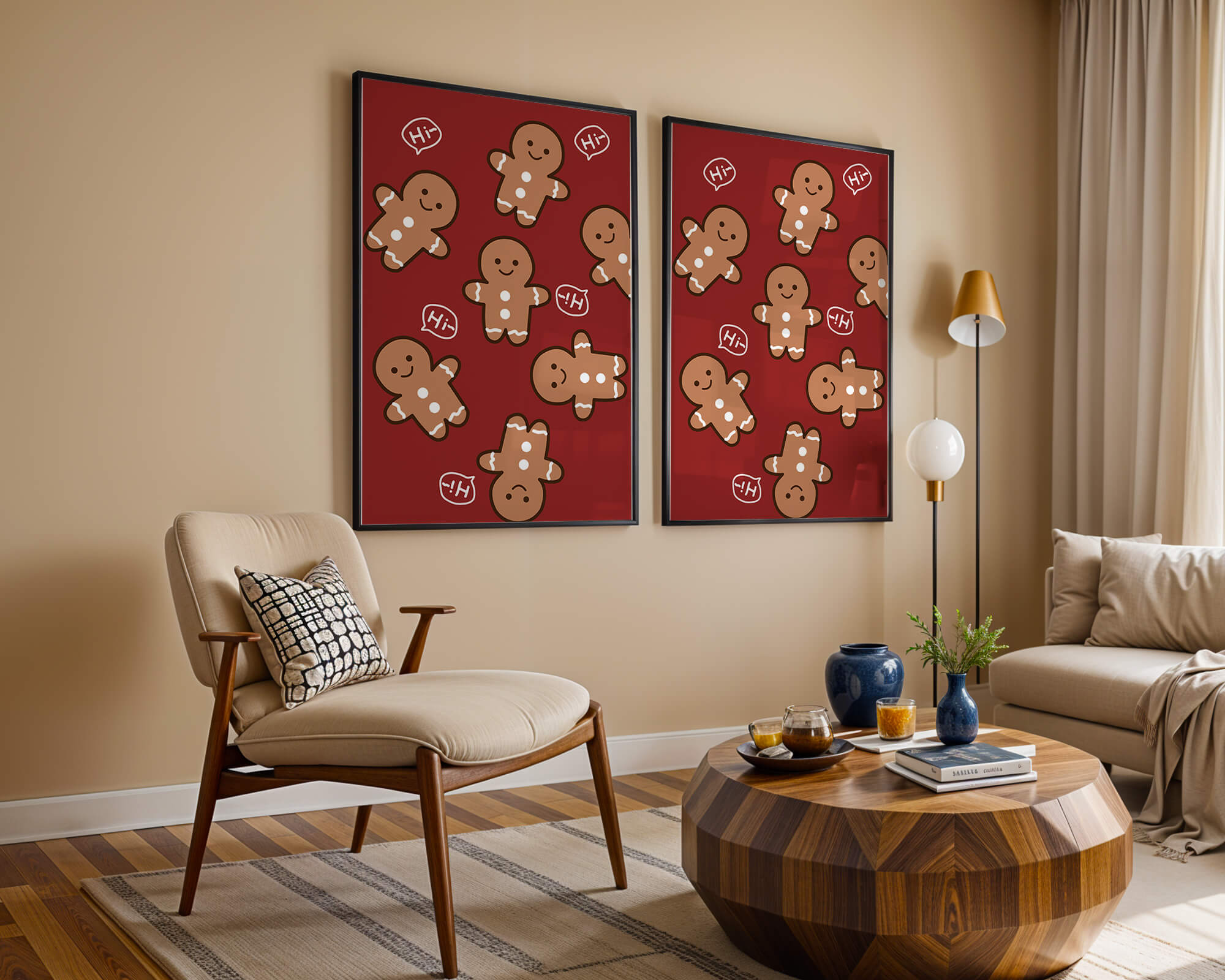 Playful gingerbread pattern with holiday greetings