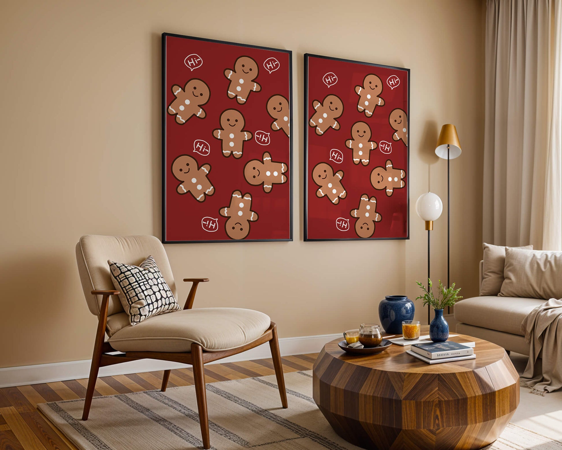 Playful gingerbread pattern with holiday greetings