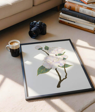 Delicate blooming flowers with lush leaves in elegant design