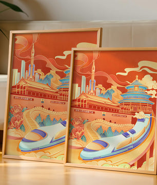 Illustration vibrante de l’architecture chinoise emblématique et de la technologie