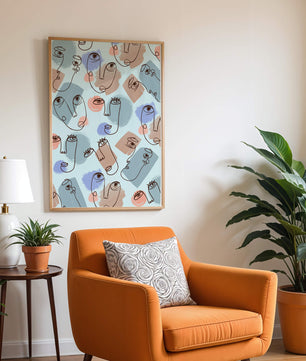 Abstract Face Line Art with Pastel Colors - Mi tienda