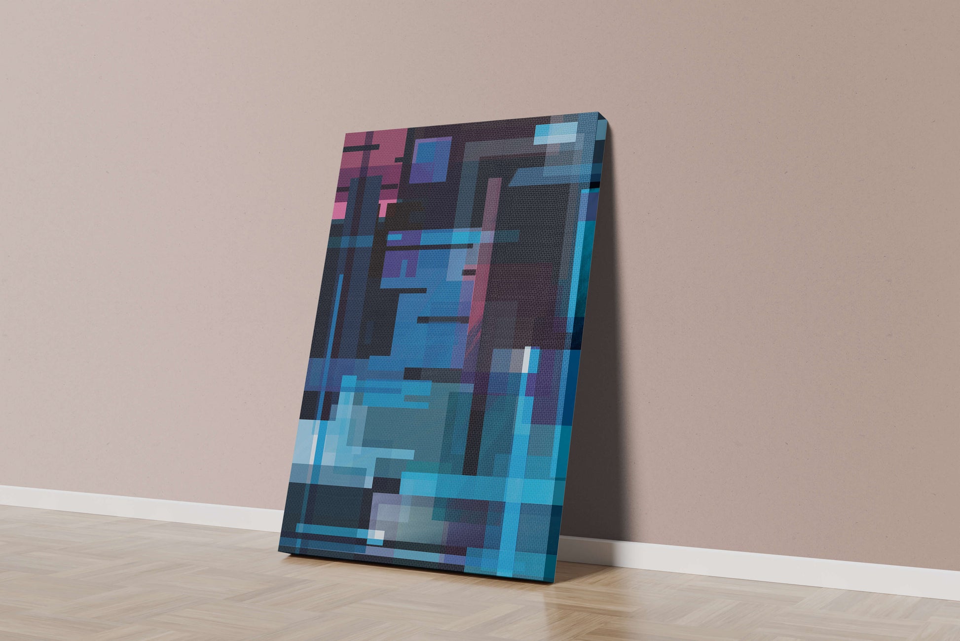 Abstract Geometric Digital Art with Blue and Purple Tones