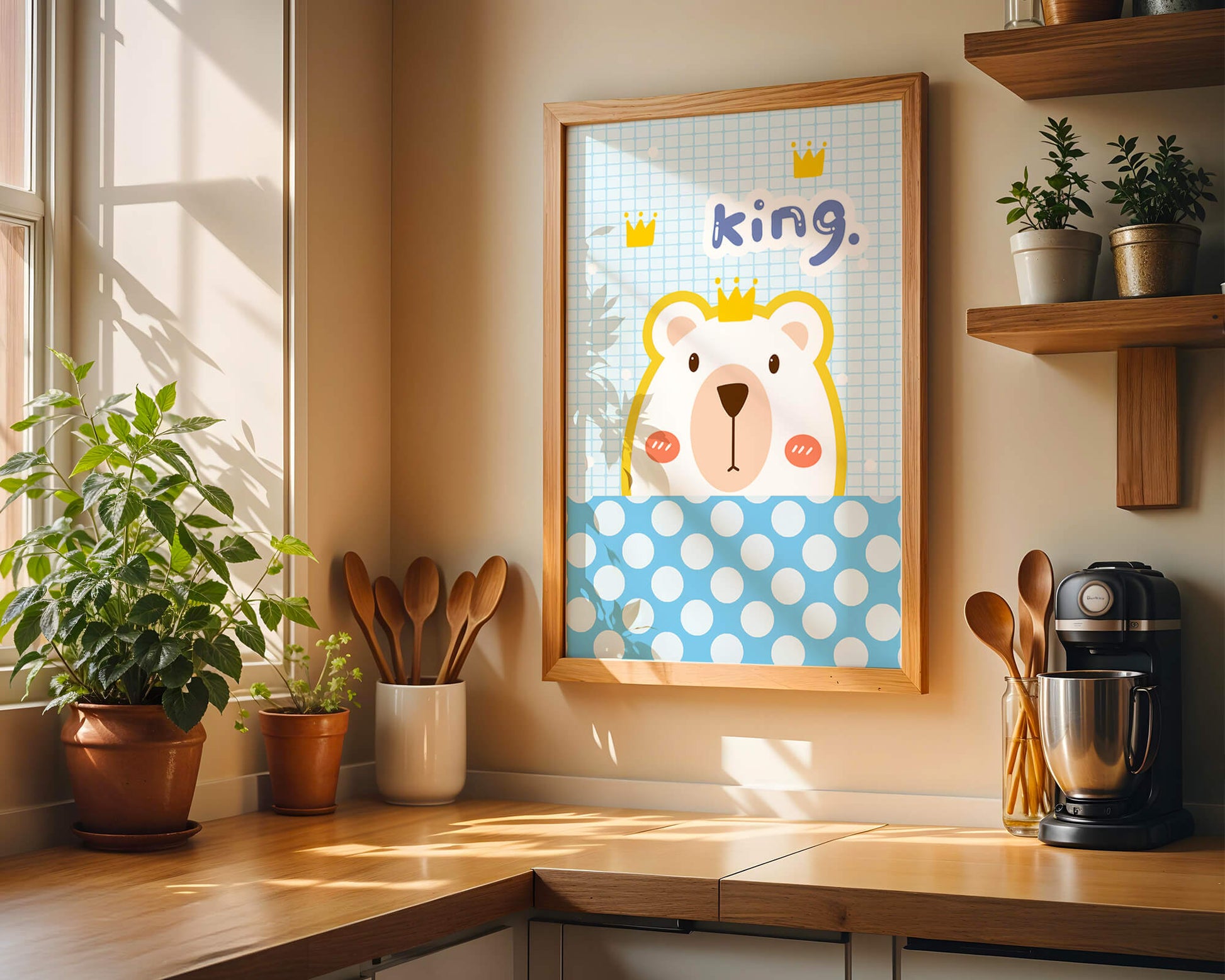 Adorable bear illustration with crown and playful text
