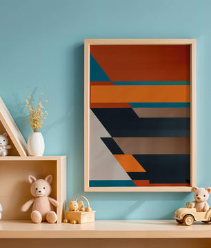 Arte abstracto geométrico con colores llamativos y formas dinámicas