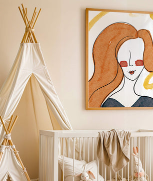 Illustration Of A Woman With Red Hair And Minimalist Features - Mi tienda