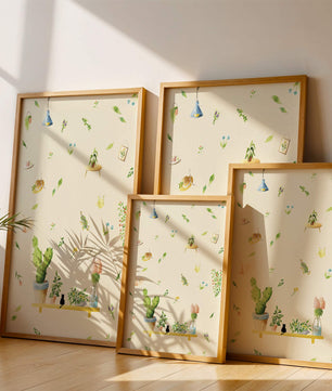 Illustration décorative avec des plantes et des éléments chaleureux