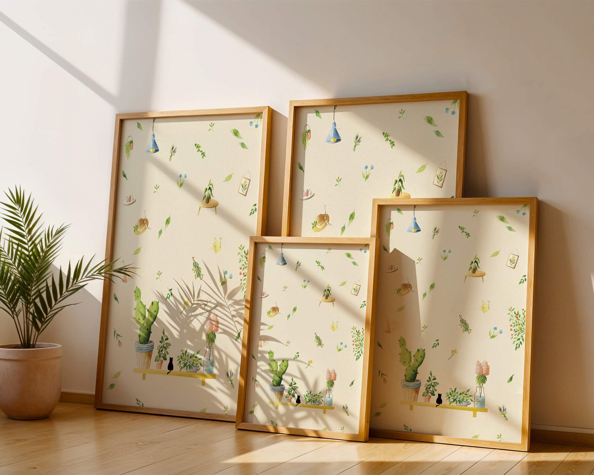Illustration décorative avec des plantes et des éléments chaleureux