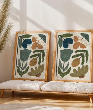 Botanical illustration with earthy and muted colors