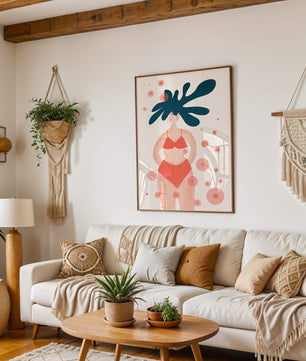 Abstract Illustration of a Woman in Swimwear with Creative Hair Design - Mi tienda