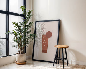 Minimalist Illustration of a Chocolate Drink with Straw and Window Background - Mi tienda