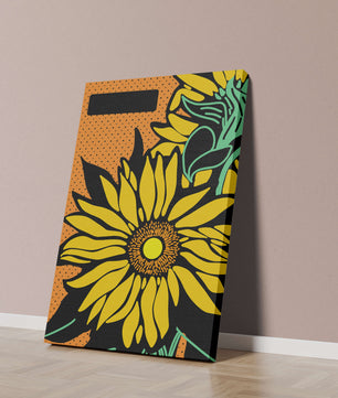 Colorful sunflower illustration with bold lines and dots
