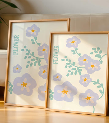 Floral design with pastel flowers and abstract leaves