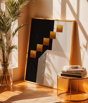 Modern abstract geometric artwork with gold accents - Mi tienda