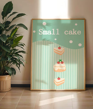 Charming illustration of small cakes with cherries