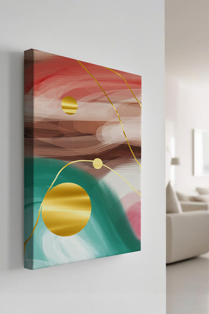 Abstract Expressionism with Gold Accents and Earthy Tones