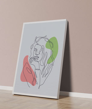 Modern Line Art Portrait With Abstract Shapes