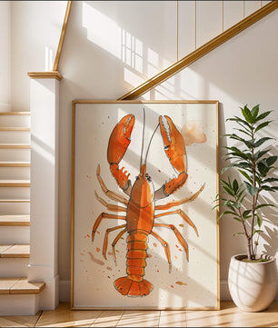 Illustrated Lobster Artwork With Splash of Colors - Mi tienda