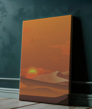 Sunset in Desert with Rolling Sand Dunes and Vibrant Orange Sky - Mi tienda