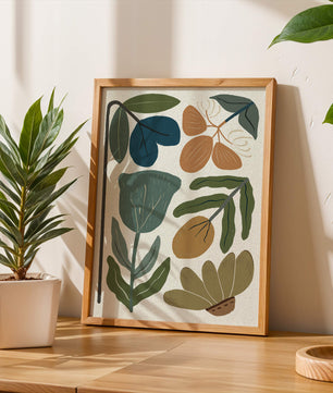 Botanical illustration with earthy and muted colors