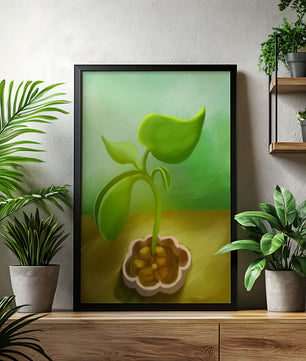 Young Green Plant Emerging from the Soil
