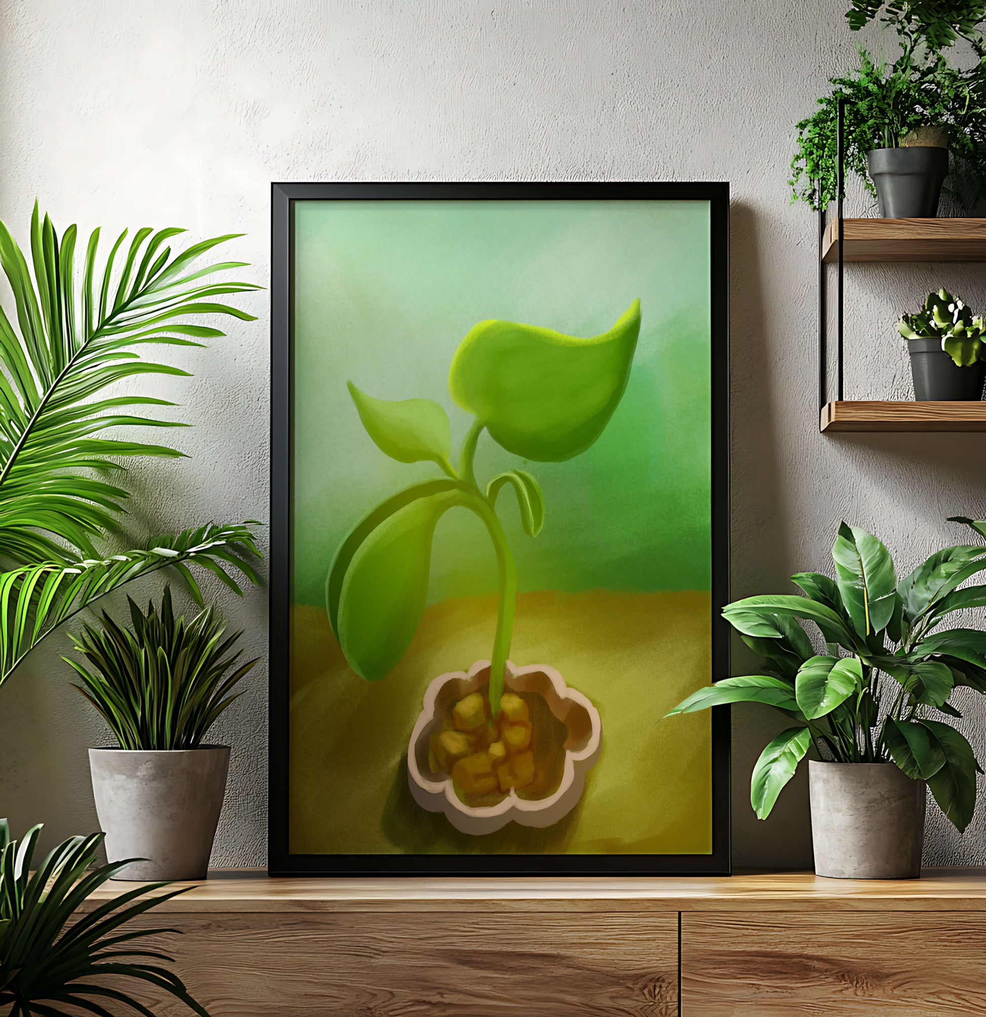 Young Green Plant Emerging from the Soil