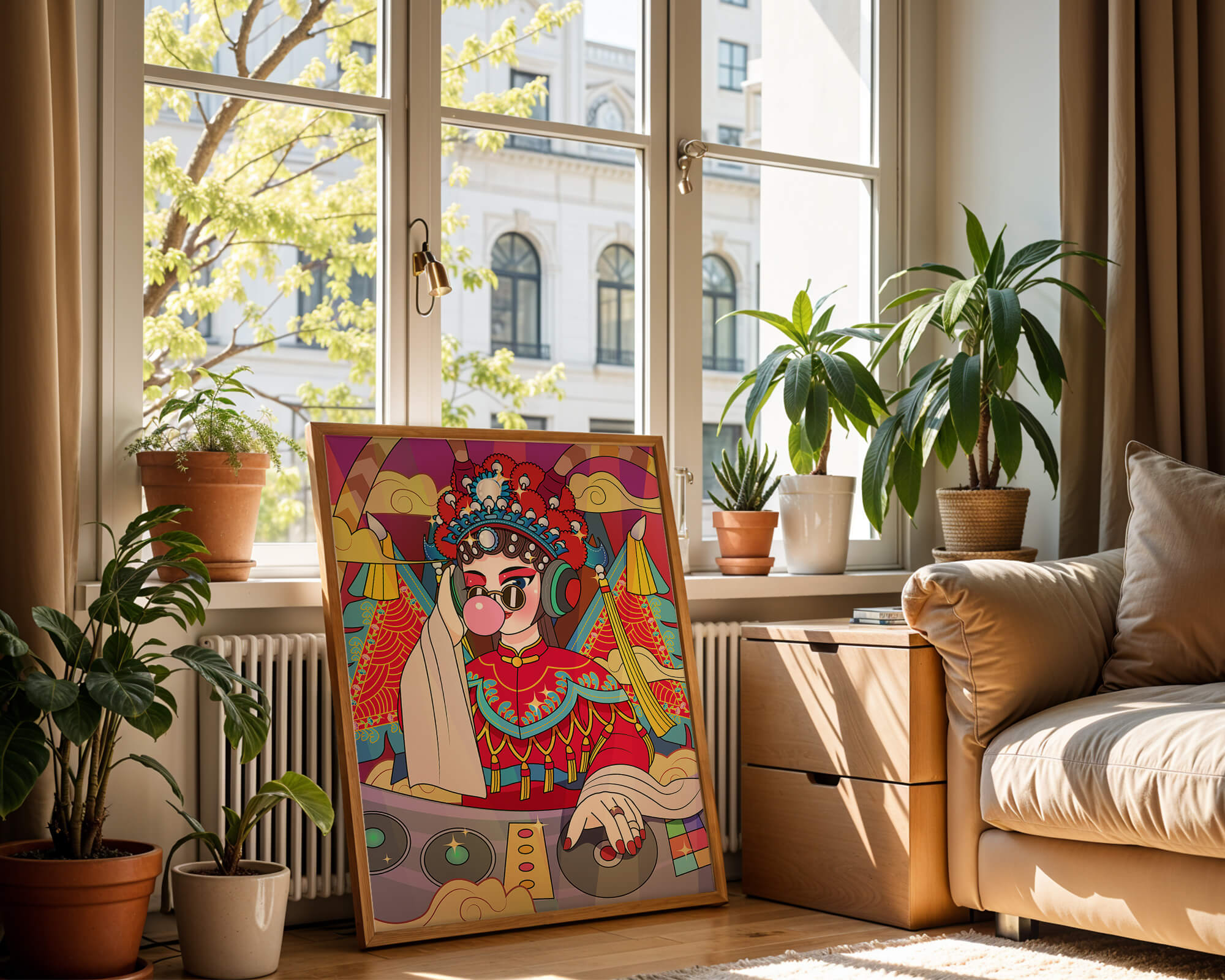 Vibrant DJ illustration combining traditional and modern elements