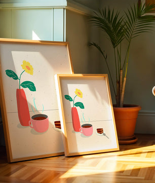 Cozy Breakfast with Coffee, Cake, and Sunflower in Vase - Mi tienda