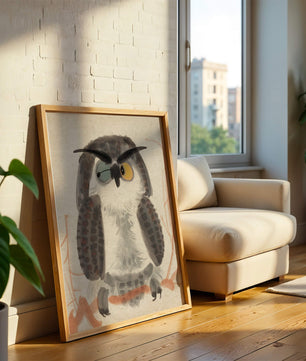 Whimsical Owl Illustration with Colorful Eyes