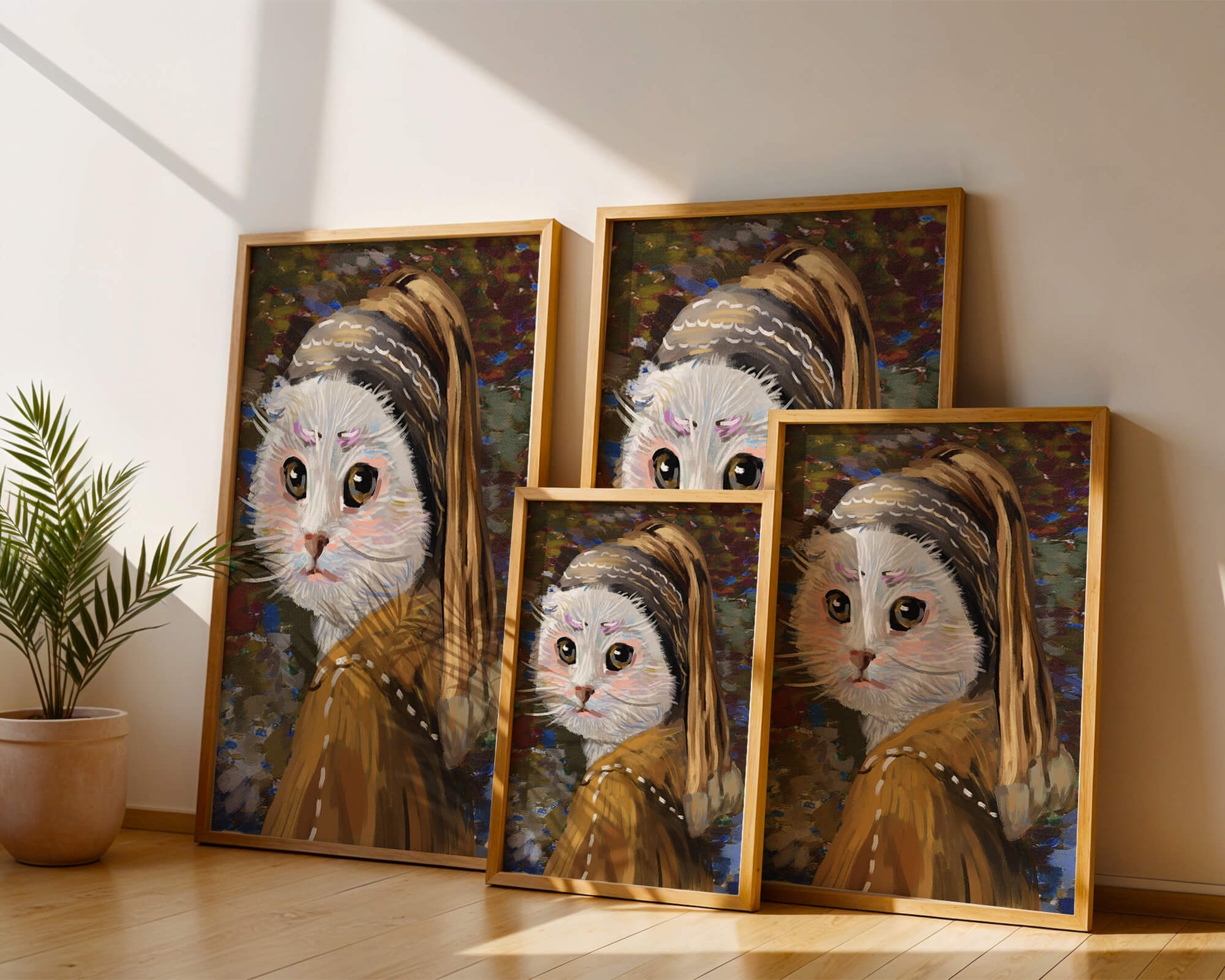 Retrato caprichoso de un gato en estilo clásico con pinceladas detalladas