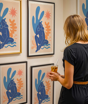 Abstract Illustration of a Blue Silhouette Woman with Organic Shapes