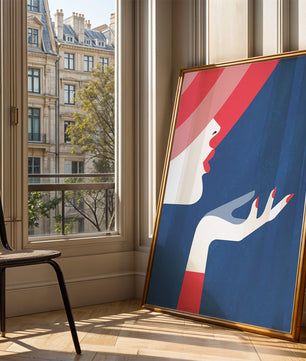 Elegant Woman with Red Hat and Stylized Hand - Mi tienda
