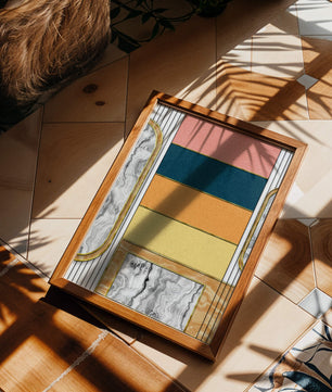 Abstract Geometric Art with Gold and Marble Accents