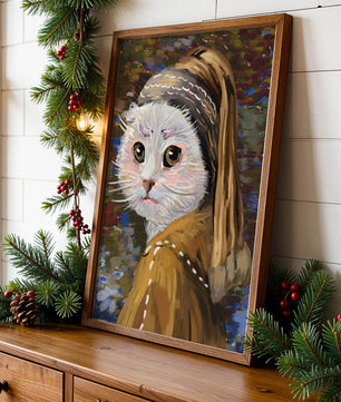Retrato caprichoso de un gato en estilo clásico con pinceladas detalladas
