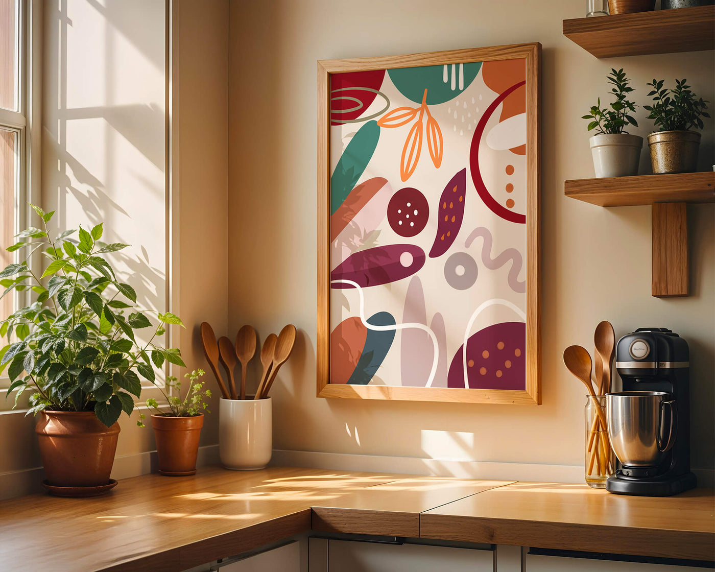 Abstract colorful geometric shapes and patterns