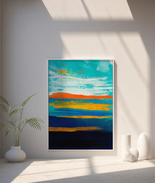 Abstract Colorful Brush Strokes with Gold Accents - Mi tienda