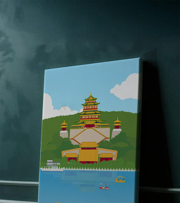 Traditional Chinese architecture by a serene lake