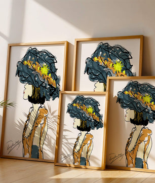 Portrait of a Fashionable Woman with a Large Hat and Gold Accents