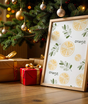 Motif avec des tranches d’orange et des feuilles vertes
