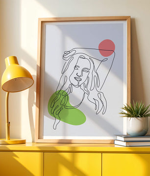 Line Art Portrait with Abstract Shapes in Minimalist Style - Mi tienda