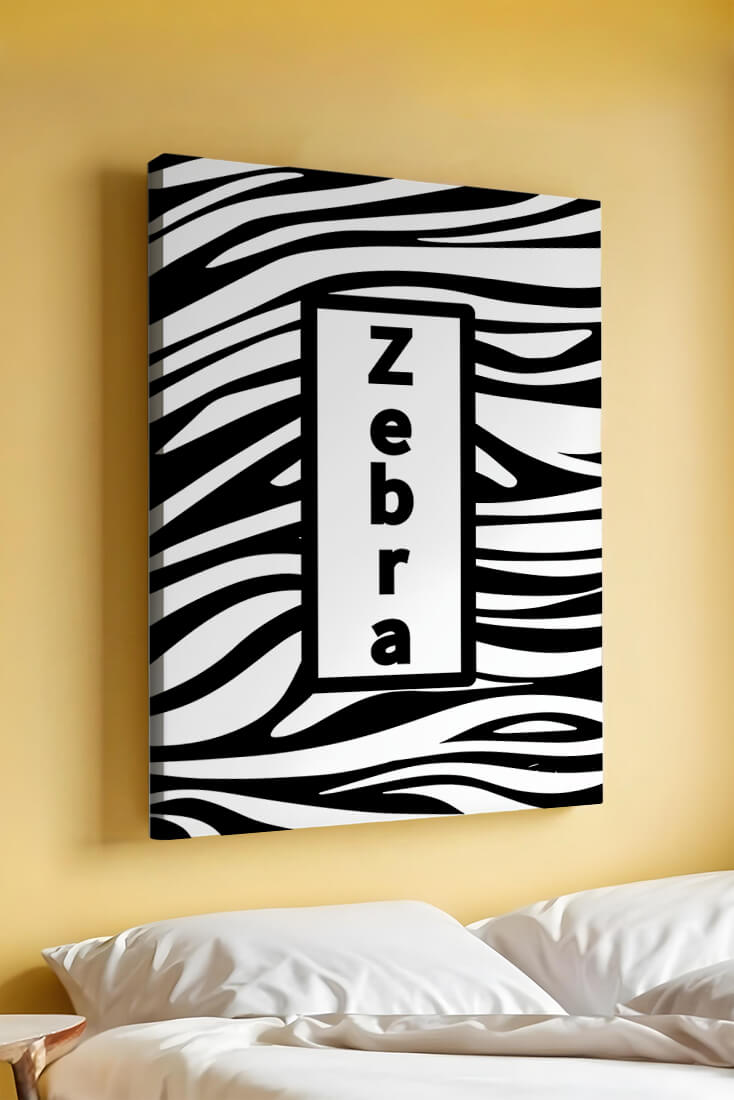 Elegant zebra print design with bold text accent