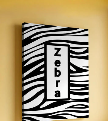 Elegant zebra print design with bold text accent