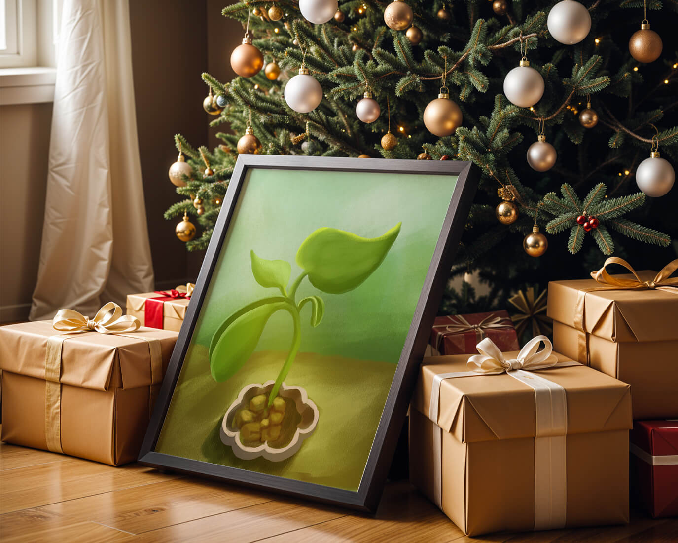 Young Green Plant Emerging from the Soil