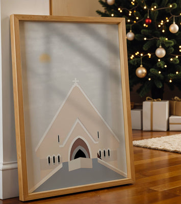Minimalist Church Architecture with Soft Sunrise