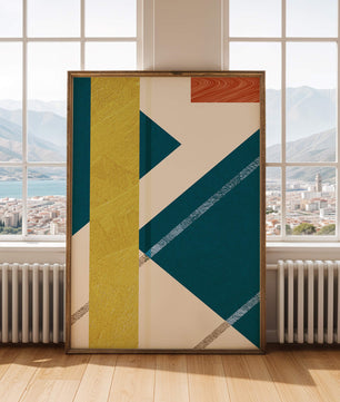 Abstract Geometric Composition with Bold Colors and Textures - Mi tienda